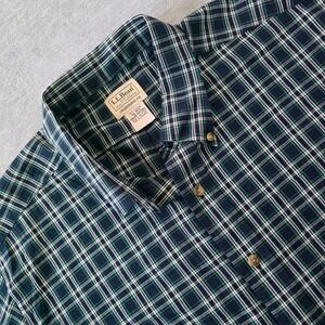 LL Bean Traditional Fit Plaid Short Sleeve Button Down Shirt XL Regular